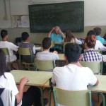 Dolors Garcia i Cornellà a l'aula de l'Institut Santa Eugènia FOTO: ELS MIL I PICO