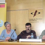 Dolors Serra, Carles Serra i l'eugenienc Sebas Parra en l'acte de presentació del Fòrum Social FOTO: FSCAT GIRONA