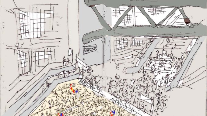 Estació de l'AVE a Girona el 8-N, el dia de la vaga IL·LUSTRACIÓ: JOAN ESCRIBÀ