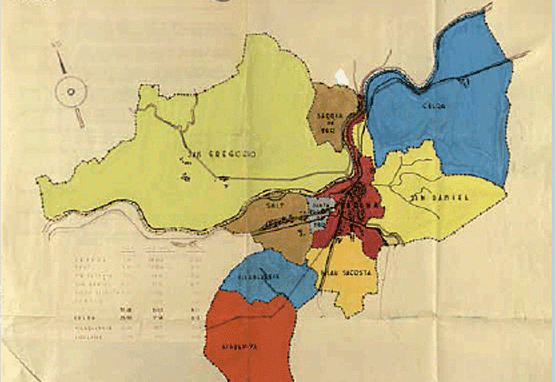 Plànol dels termes municipals de Girona i adjacents, 1960-1962. Expedient d’agregació dels termes municipals de Palau-sacosta, Sant Daniel i Santa Eugènia de Ter al de Girona IMATGE: AMGi